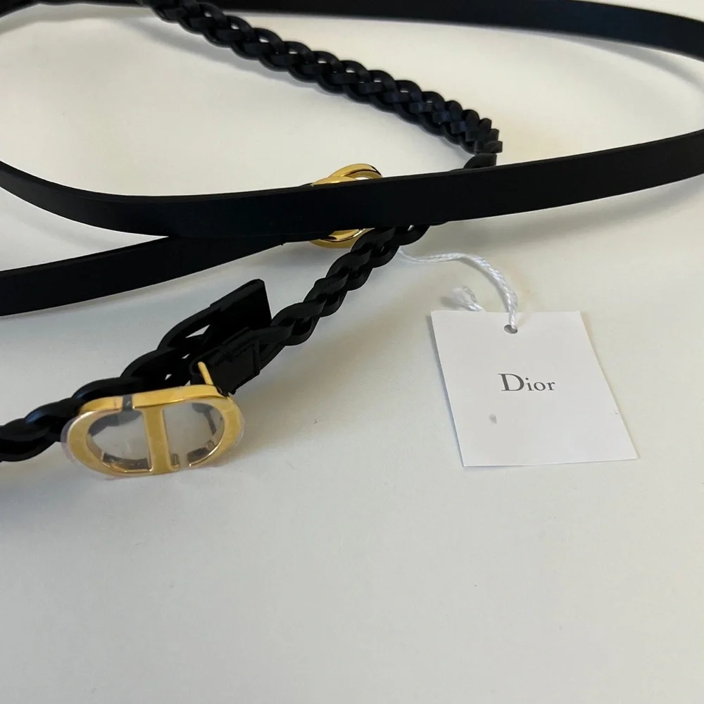 CHRISTIAN DIOR Calfskin Double Braided Belt